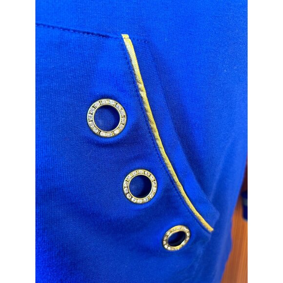 Quacker Factory Womens L Blue & Gold Zip-Up Jacket Nautical Blingy - Picture 4 of 10